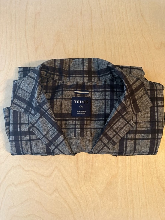 TRUST Men's Gray Plaid Button-Up Shirt - XXL